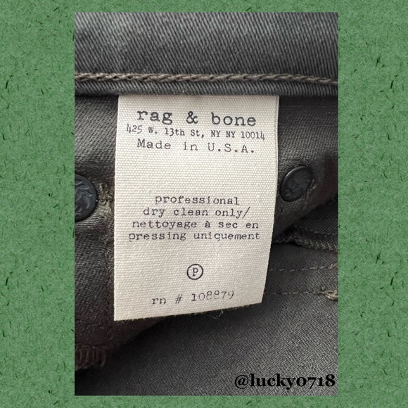 Rag & Bone NWT Halifax Skinny Army Green Military Moto Style Jean Sz 27 - Picture 6 of 7